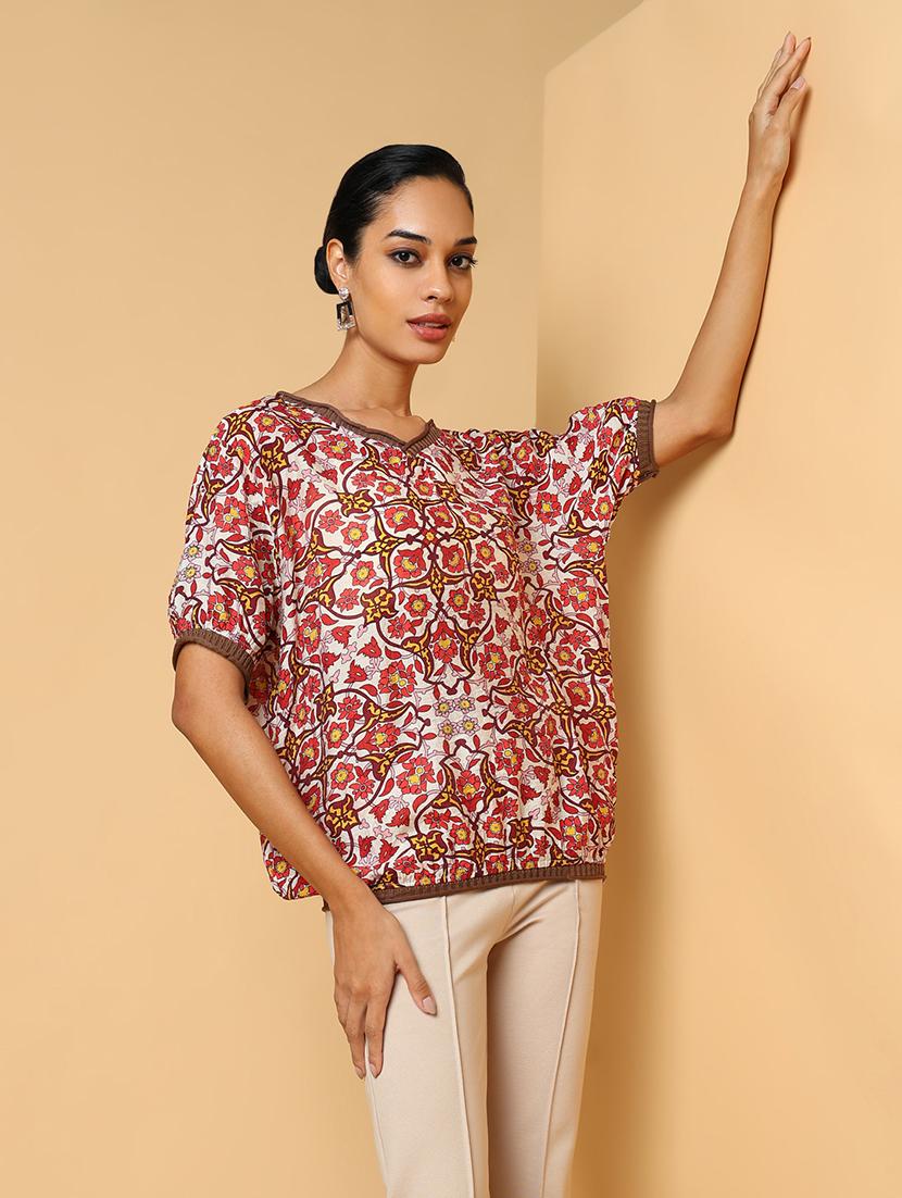 women red printed regular top - 21554099 - Standard Image - 1