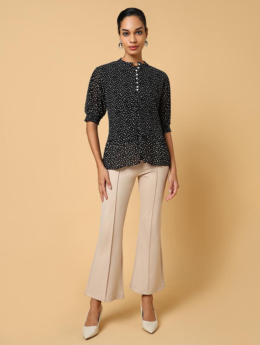 women black polka dot printed regular top - 21554105 - Standard Image - 4