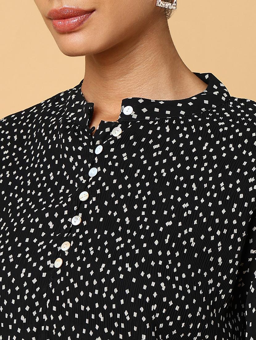 women black polka dot printed regular top - 21554105 - Standard Image - 6