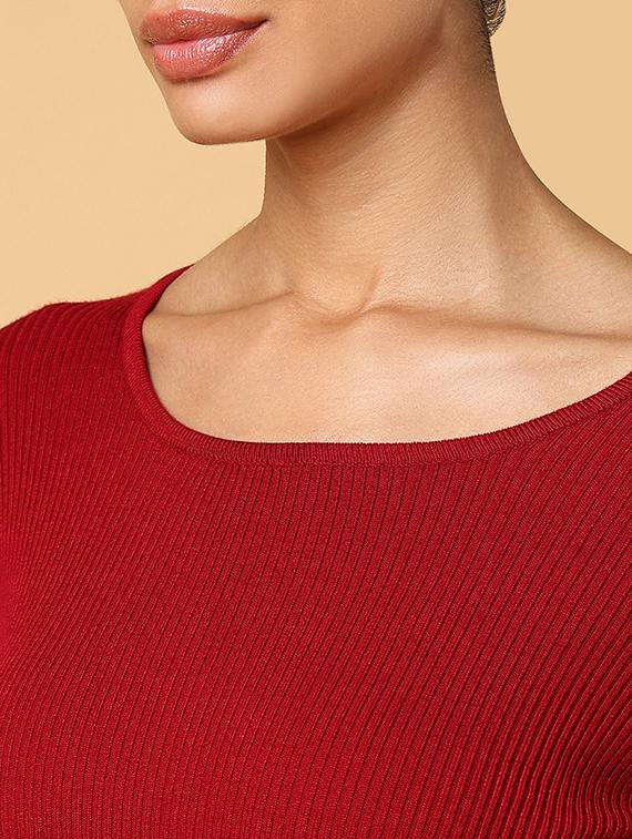 women maroon solid regular top - 21554111 - Standard Image - 6