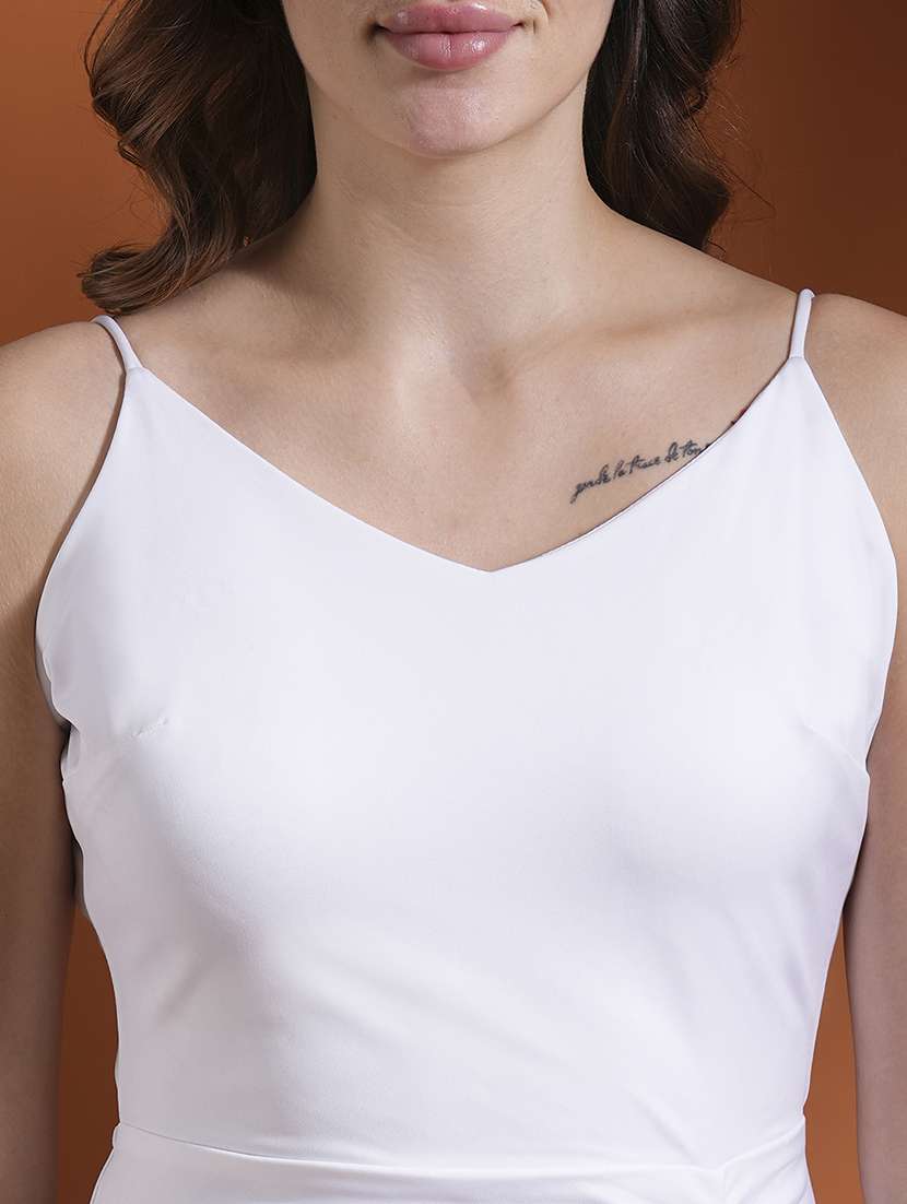 globus women white strappy shoulder stylised back tie-up ruched mini bodycon party dress - 21554207 -  Standard Image - 4