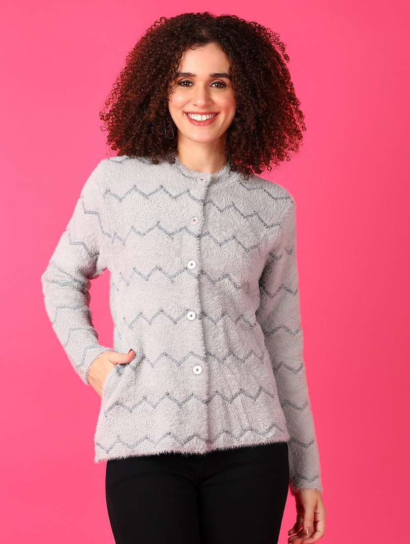 women self designed long sleeve cardigan