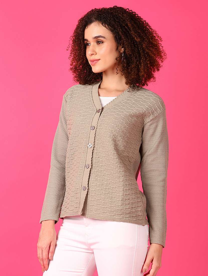 women self designed long sleeve cardigan - 21554760 -  Standard Image - 1