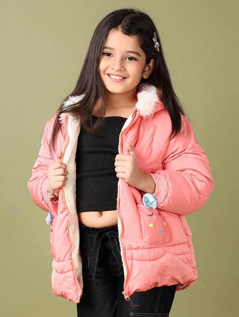 girls solid long sleeve hooded bomber jacket - 21554786 -  Standard Image - 1