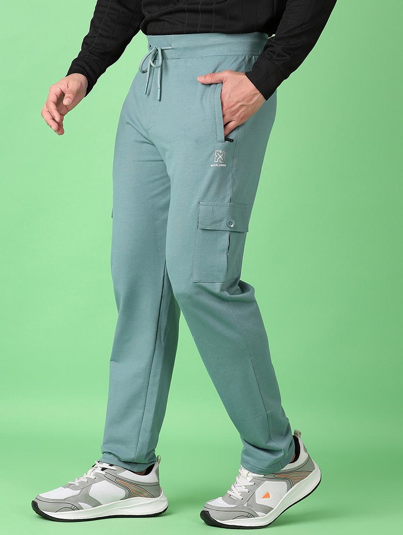 men sea green solid full length track pant - 21554797 - Standard Image - 1
