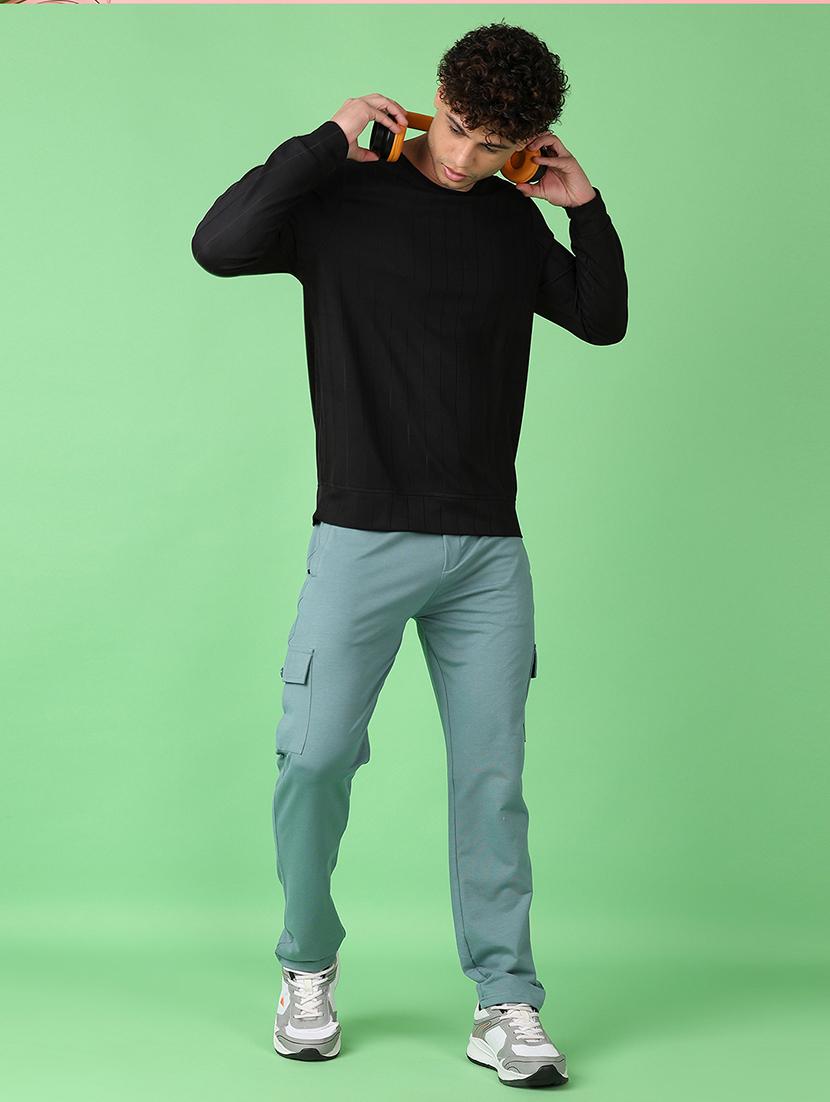 men sea green solid full length track pant - 21554797 - Standard Image - 4