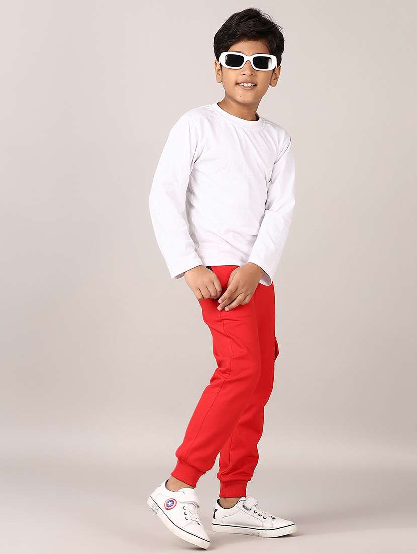 boys red solid mid rise jogger - 21554803 -  Standard Image - 4