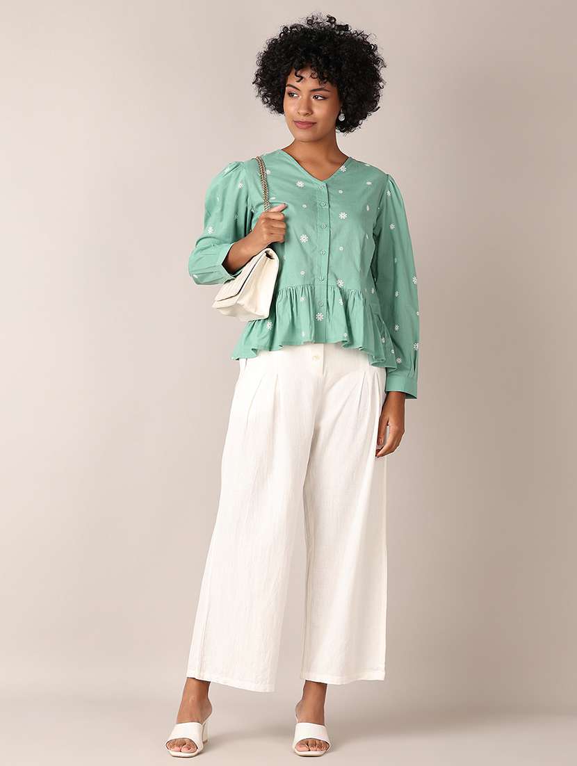 women primted puff sleeves tiered top - 21554816 -  Standard Image - 4
