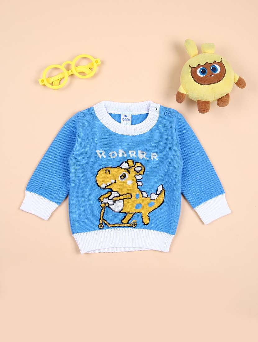boys self design long sleeve sweater