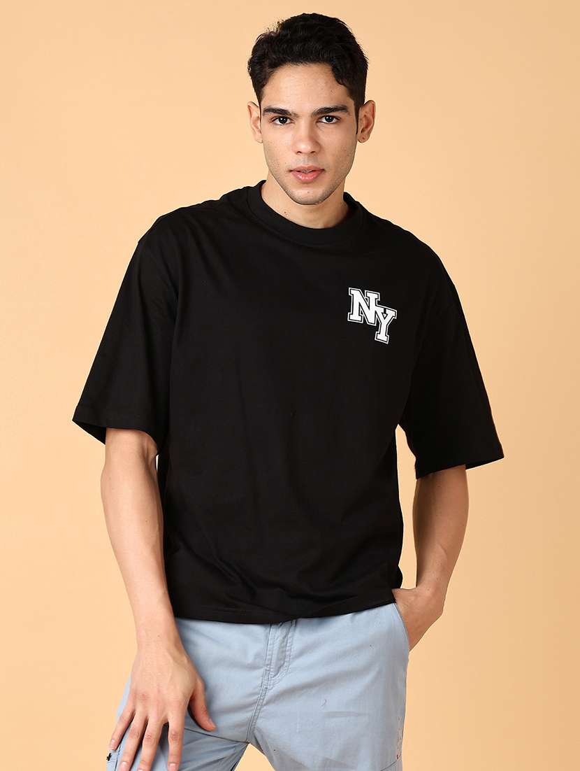 men round neck front & back print t-shirt