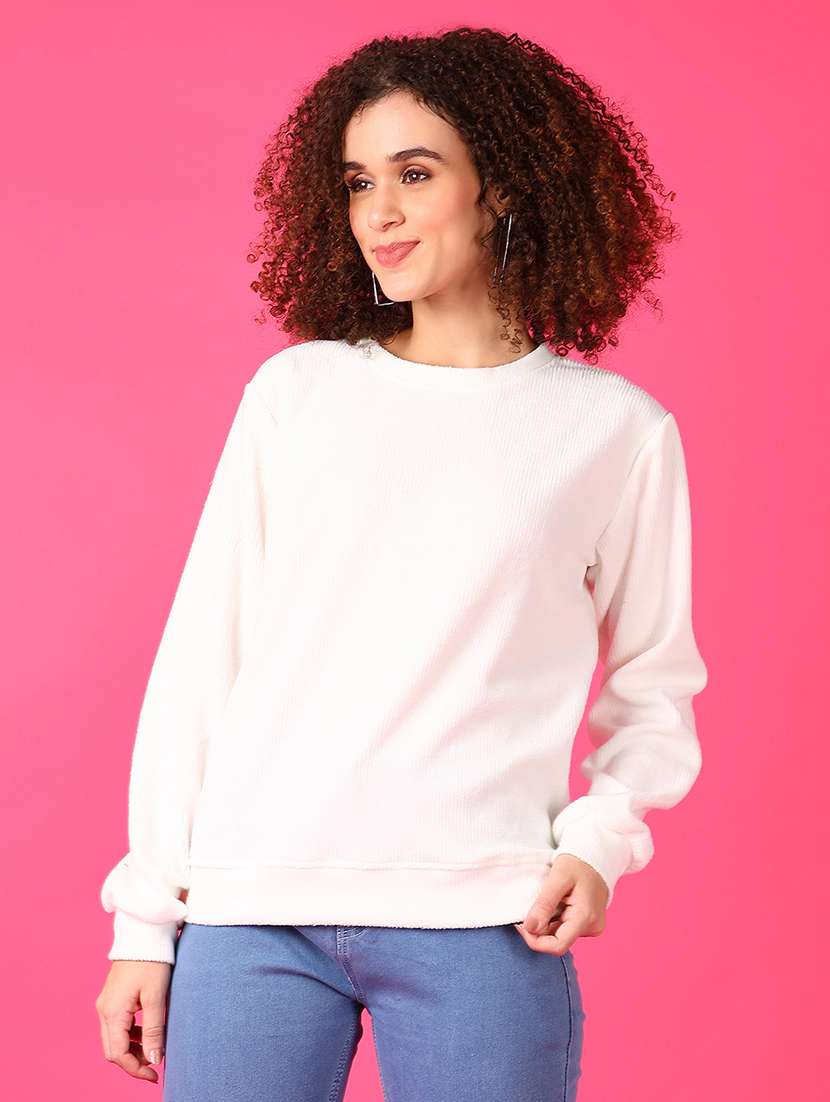 women solid long sleeve sweatshirt - 21554875 -  Standard Image - 1