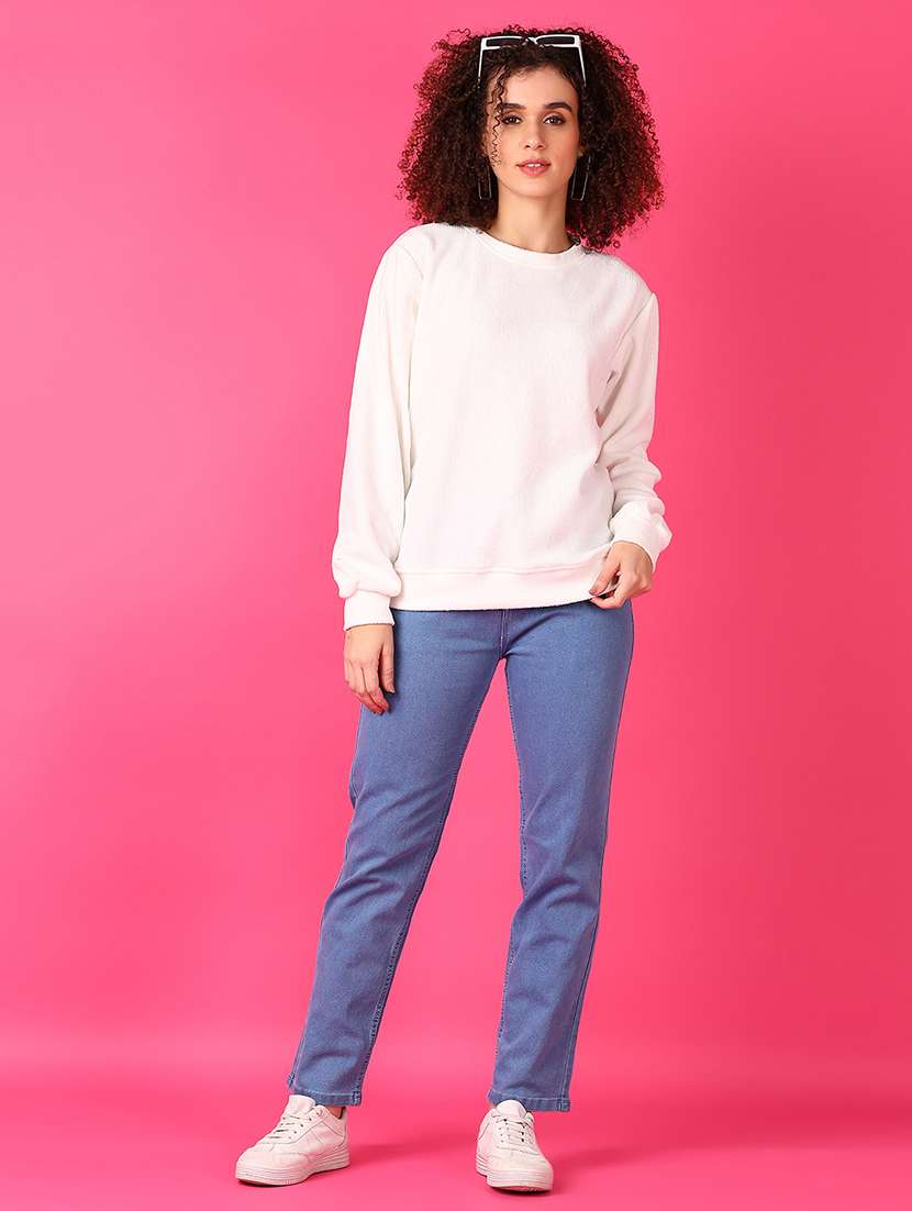 women solid long sleeve sweatshirt - 21554875 -  Standard Image - 4