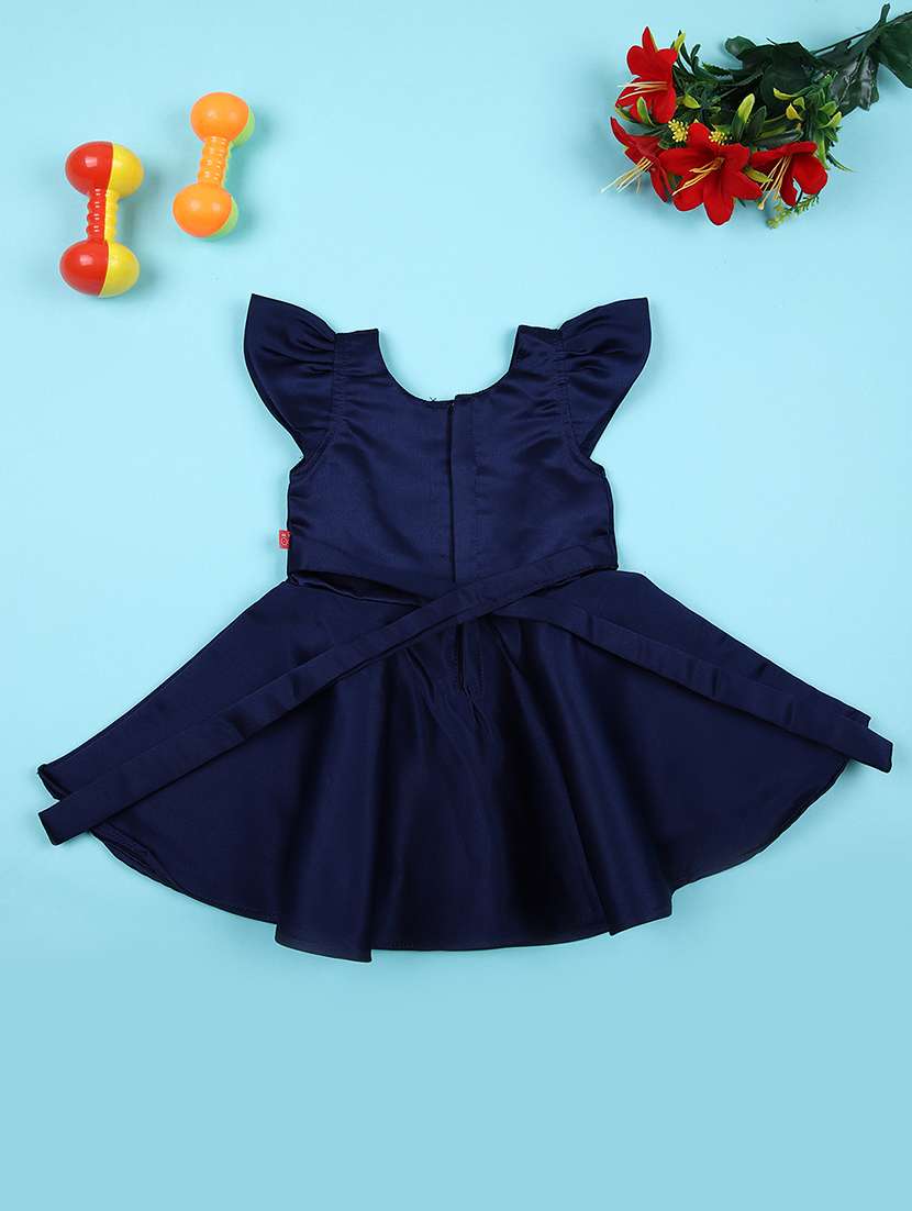 girls navy blue embellished round neck frock - 21554891 -  Standard Image - 1