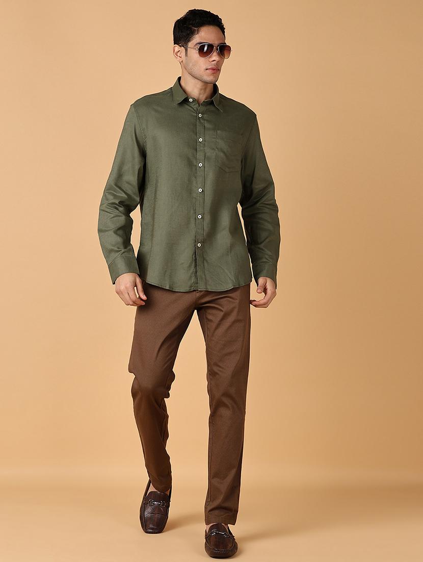 men solid regular fit chinos casual trouser - 21554969 - Standard Image - 4