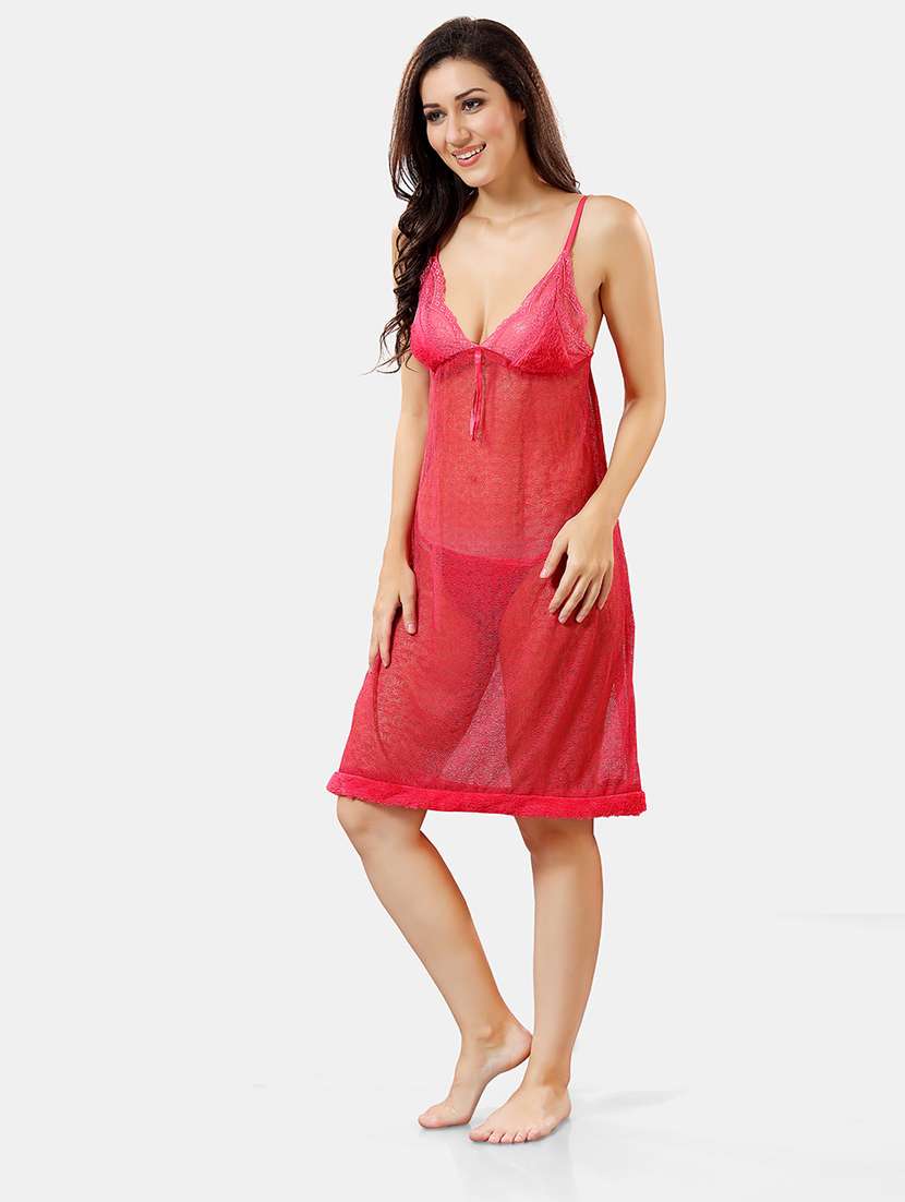 women lace detailed nighty with robe - 21555203 - Standard Image - 4