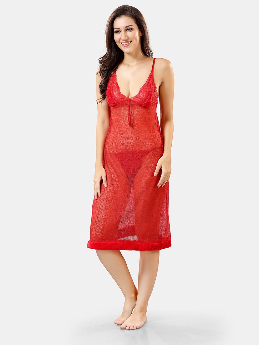 women lace detailed nighty with robe - 21555206 - Standard Image - 4