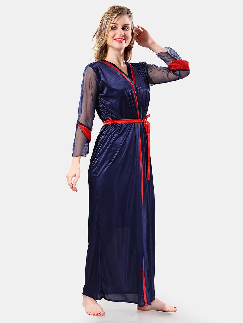 women lace detailed nighty with robe - 21555208 - Standard Image - 1