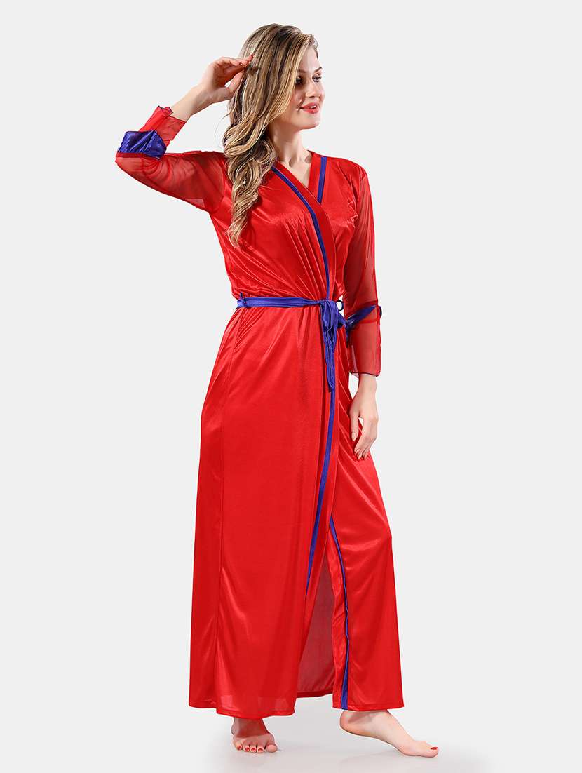 women lace detailed nighty with robe - 21555211 -  Standard Image - 1