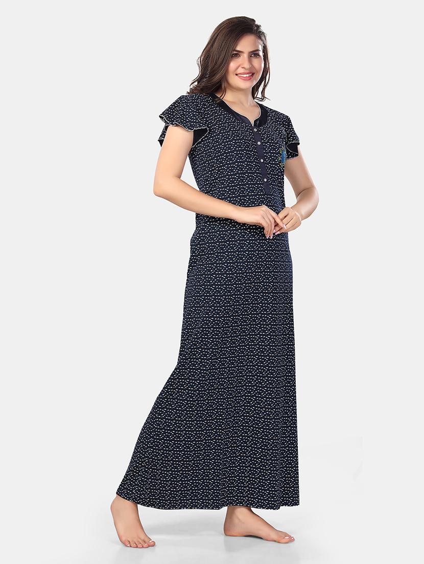women printed short sleeve nighty - 21555224 - Standard Image - 1