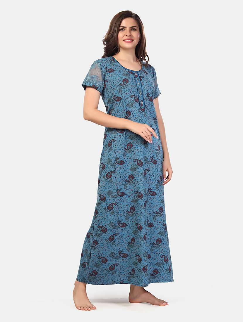 women printed short sleeve nighty - 21555230 -  Standard Image - 1