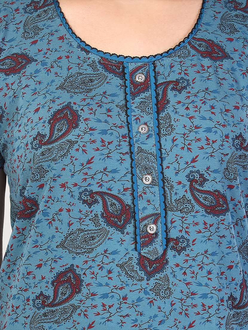 women printed short sleeve nighty - 21555230 -  Standard Image - 4
