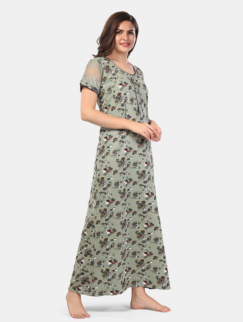 women printed short sleeve nighty - 21555231 -  Standard Image - 1