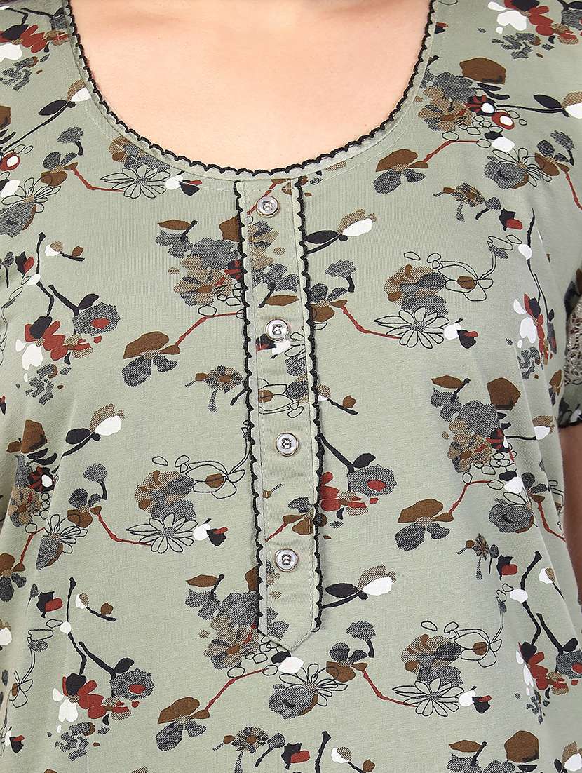 women printed short sleeve nighty - 21555231 -  Standard Image - 4