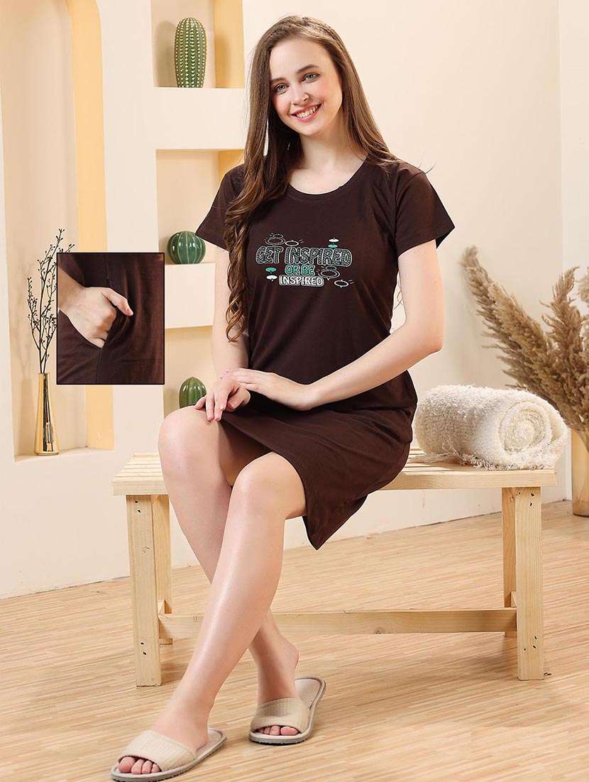 women printed round neck nightdress - 21555238 -  Standard Image - 4