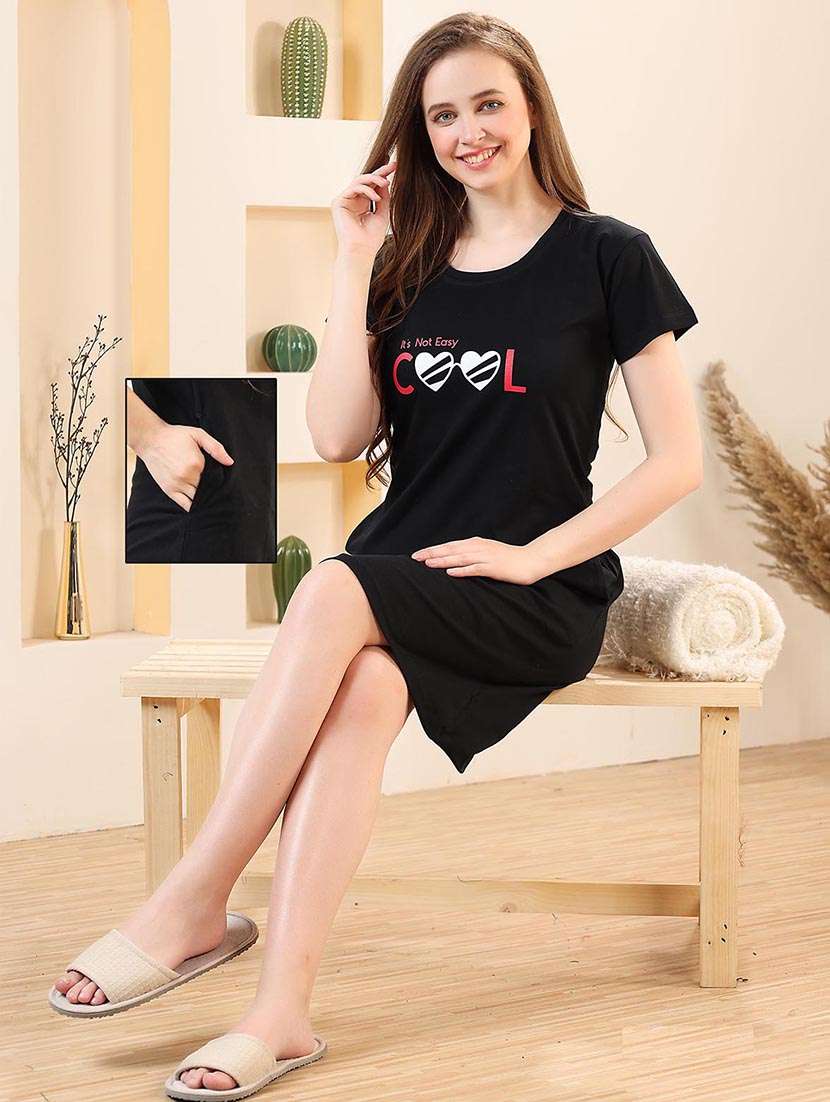 women printed round neck nightdress - 21555241 -  Standard Image - 4