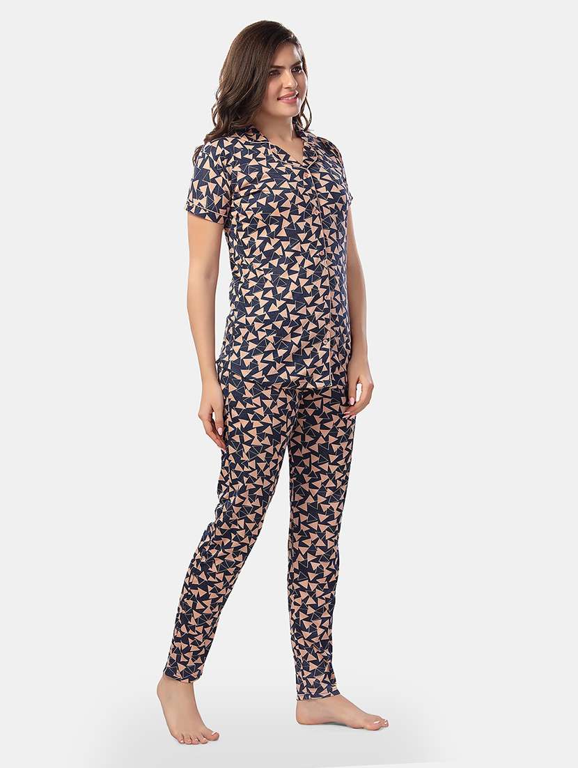 women printed short sleeves pyjama set - 21555248 -  Standard Image - 1