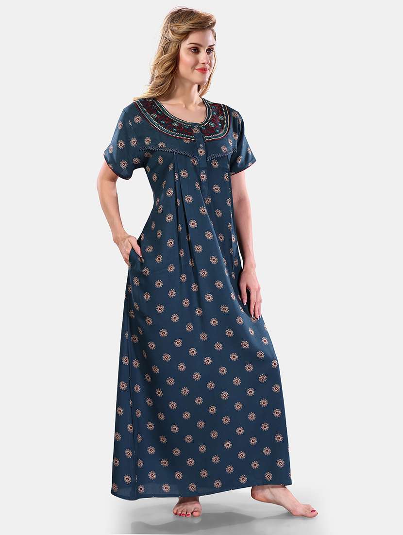 women printed cotton nighty - 21555255 - Standard Image - 1