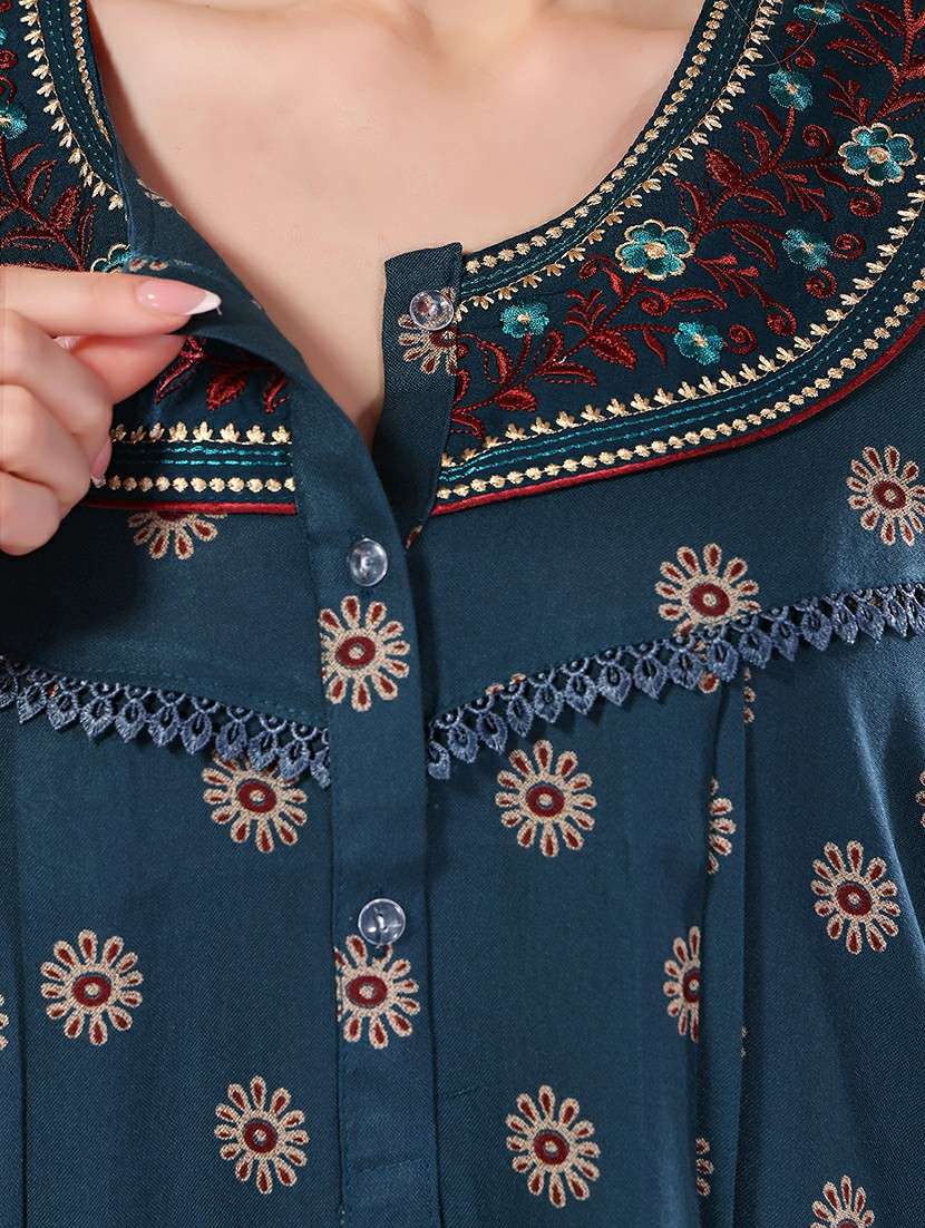 women printed cotton nighty - 21555255 - Standard Image - 4