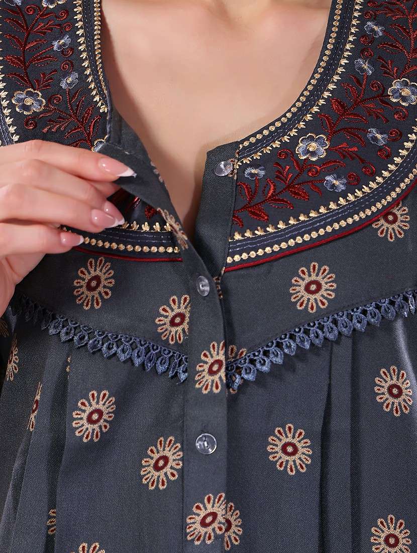 women printed cotton nighty - 21555256 -  Standard Image - 4