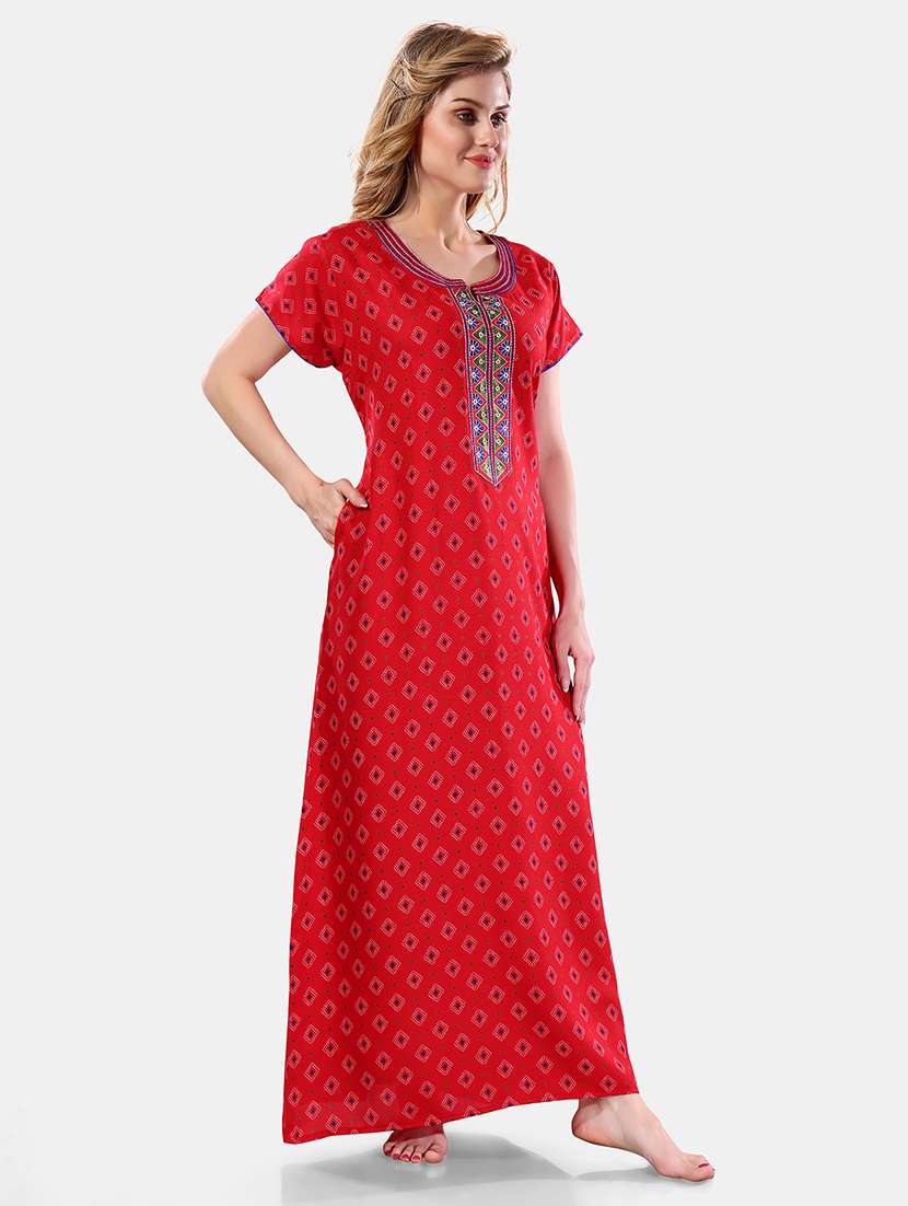 women printed cotton nighty - 21555258 -  Standard Image - 1