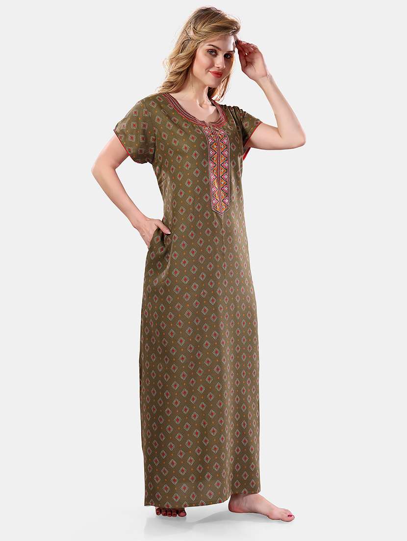 women printed cotton nighty - 21555259 -  Standard Image - 1