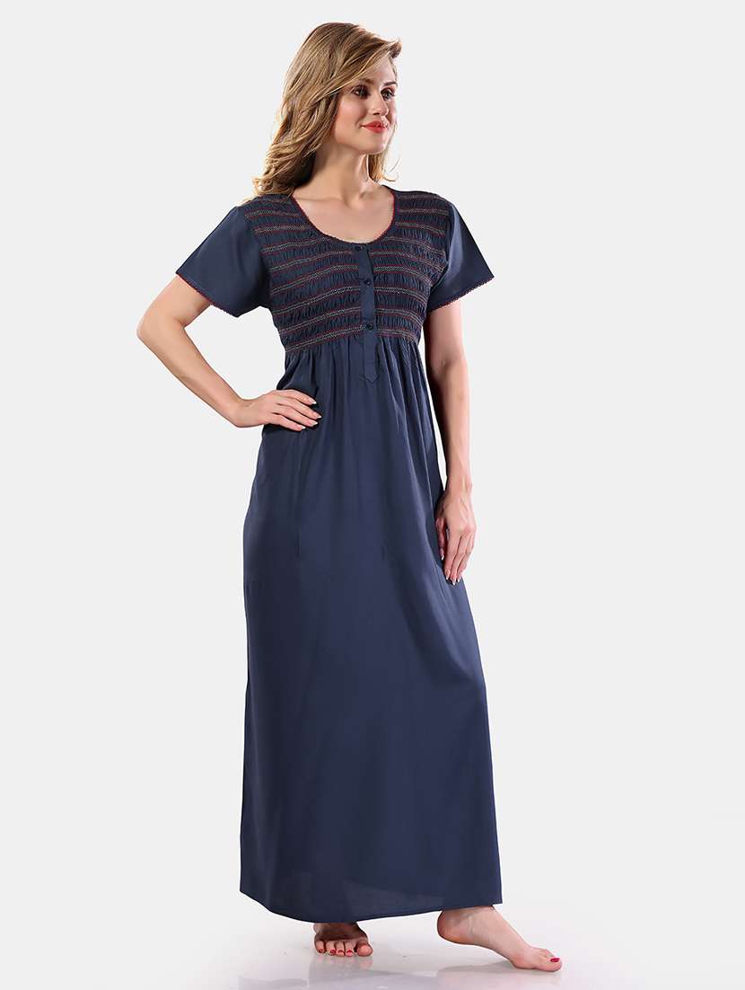 women solid short sleeves nighty - 21555279 -  Standard Image - 1