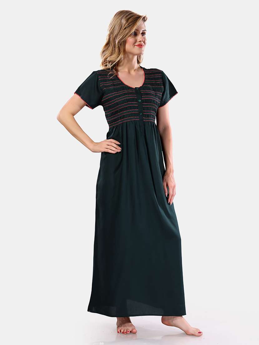 women solid short sleeves nighty - 21555280 -  Standard Image - 1