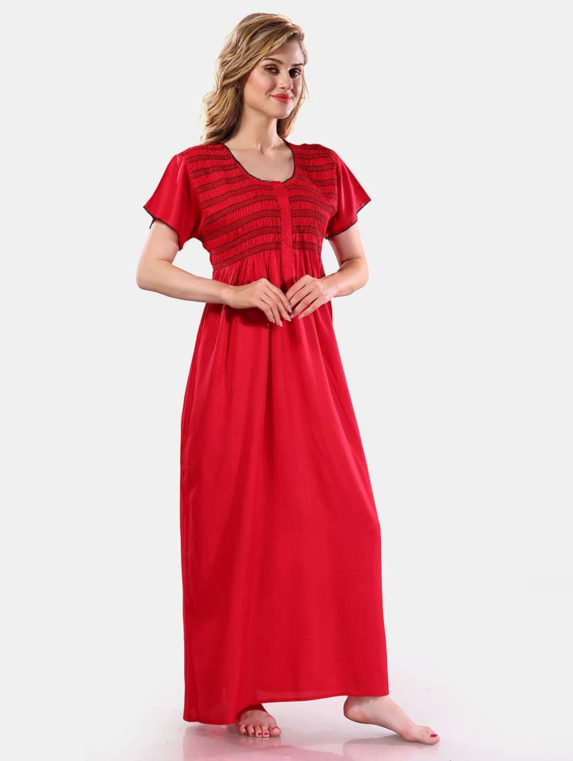 women solid short sleeves nighty - 21555281 -  Standard Image - 1