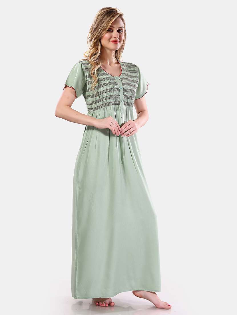 women solid short sleeves nighty - 21555282 -  Standard Image - 1