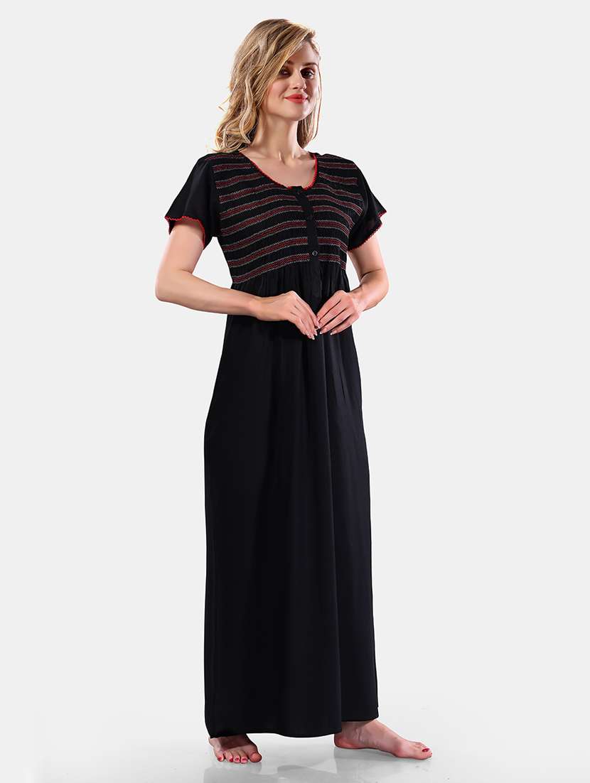 women solid short sleeves nighty - 21555284 -  Standard Image - 1