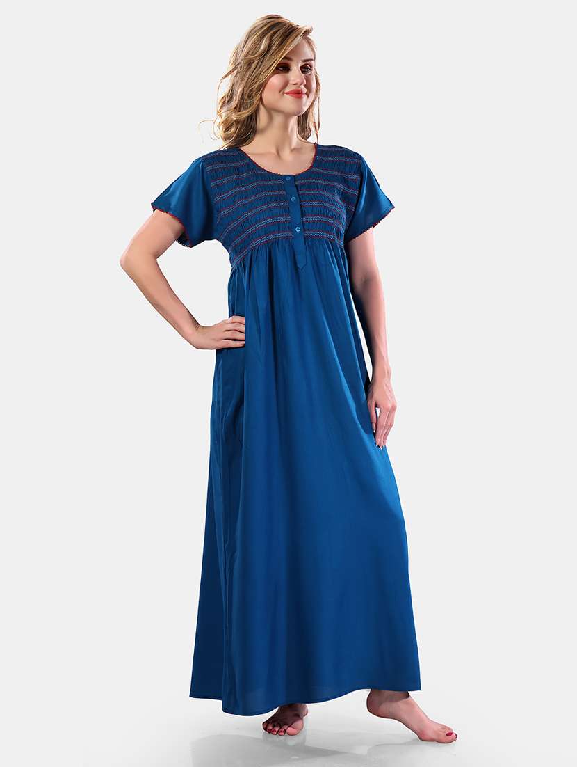 women solid short sleeves nighty - 21555285 -  Standard Image - 1