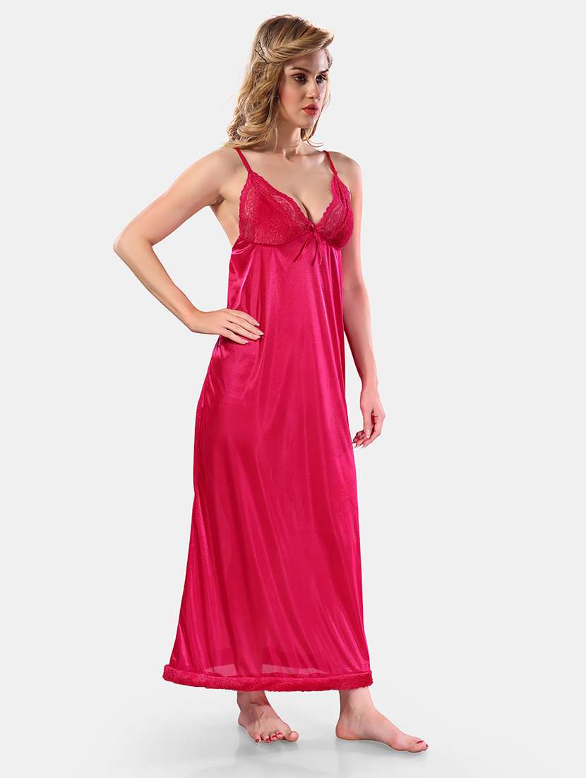 women lace detailed nighty with robe - 21555294 - Standard Image - 4