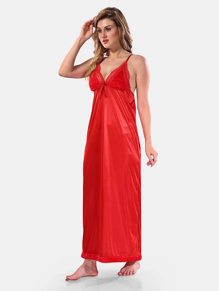 women lace detailed nighty with robe - 21555295 -  Standard Image - 1
