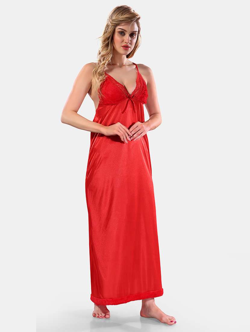 women lace detailed nighty with robe - 21555295 -  Standard Image - 4