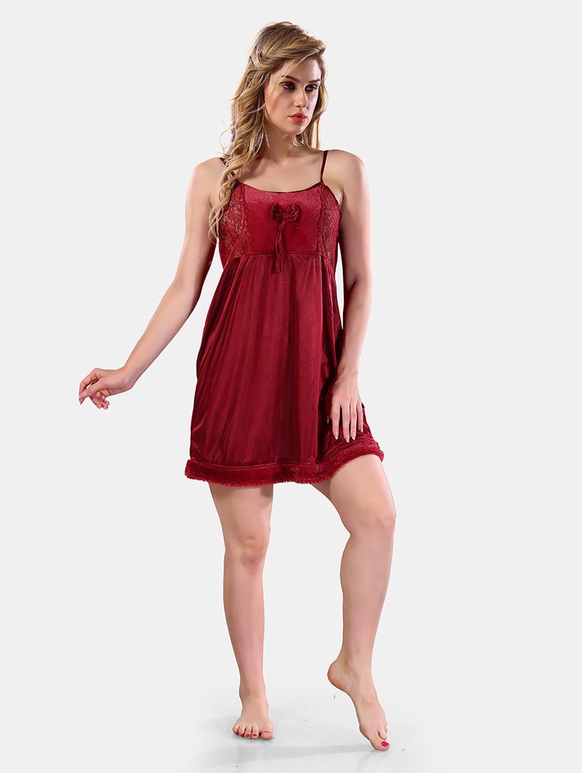 women lace detailed nighty with robe - 21555301 - Standard Image - 4