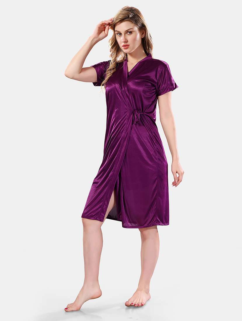 women lace detailed nighty with robe - 21555307 - Standard Image - 1