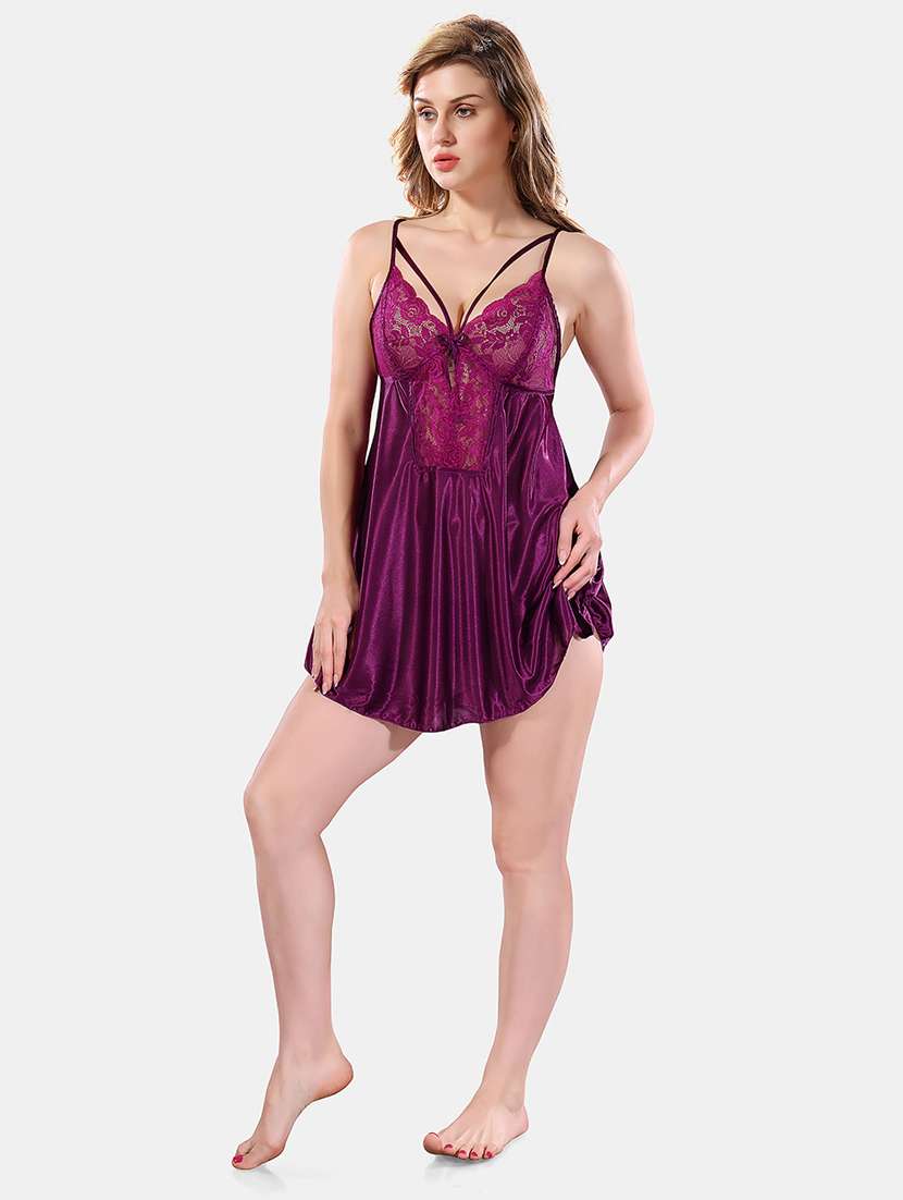 women lace detailed nighty with robe - 21555307 - Standard Image - 4