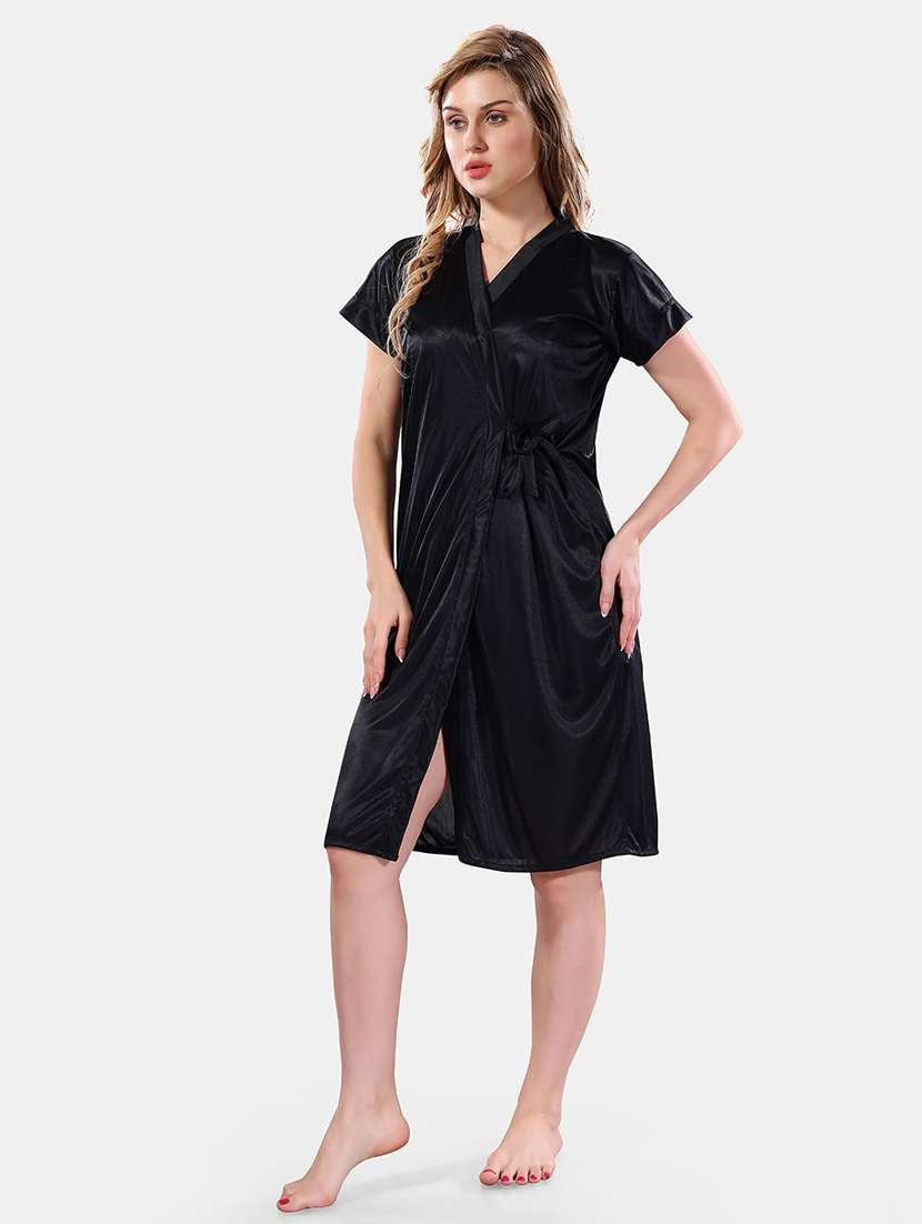 women lace detailed nighty with robe - 21555308 -  Standard Image - 1