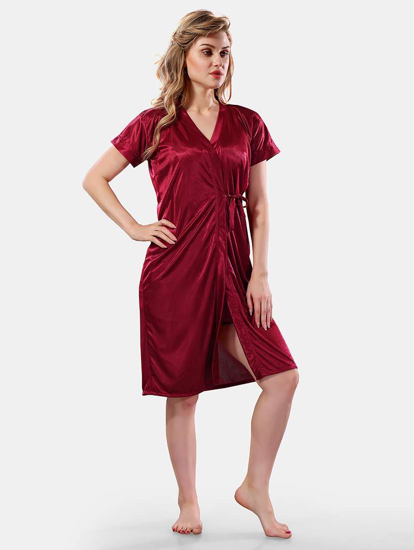women lace detailed nighty with robe - 21555309 - Standard Image - 1