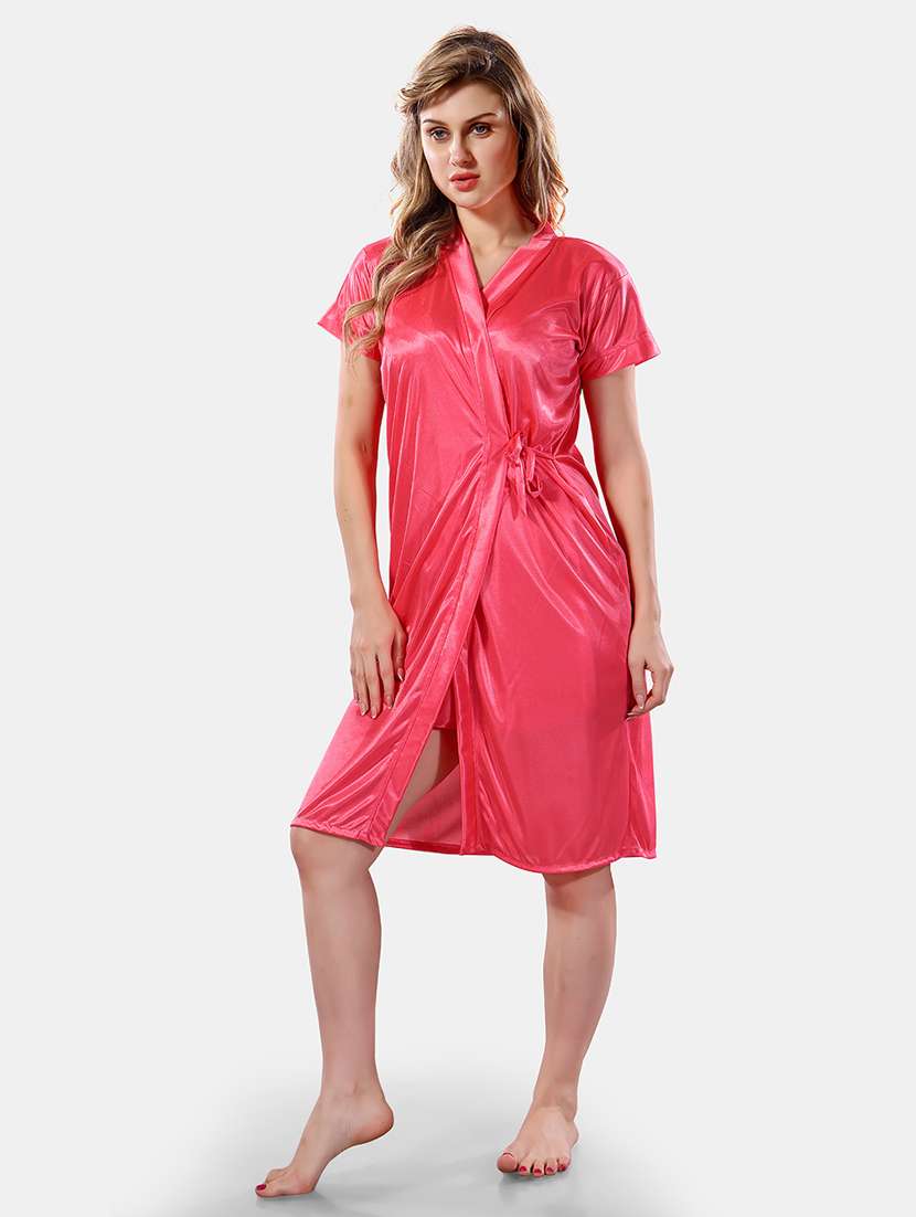 women lace detailed nighty with robe - 21555310 -  Standard Image - 1